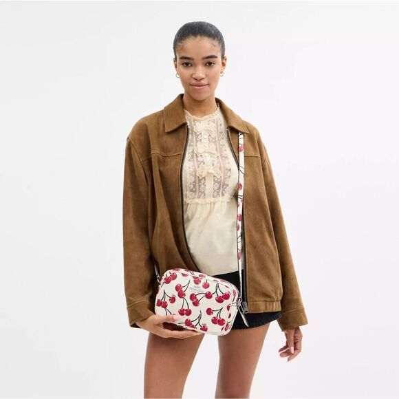 NWT COACH CZ189 Jamie Camera Bag With Cherry Print In Smooth Leather Chalk Multi - Picture 8 of 9